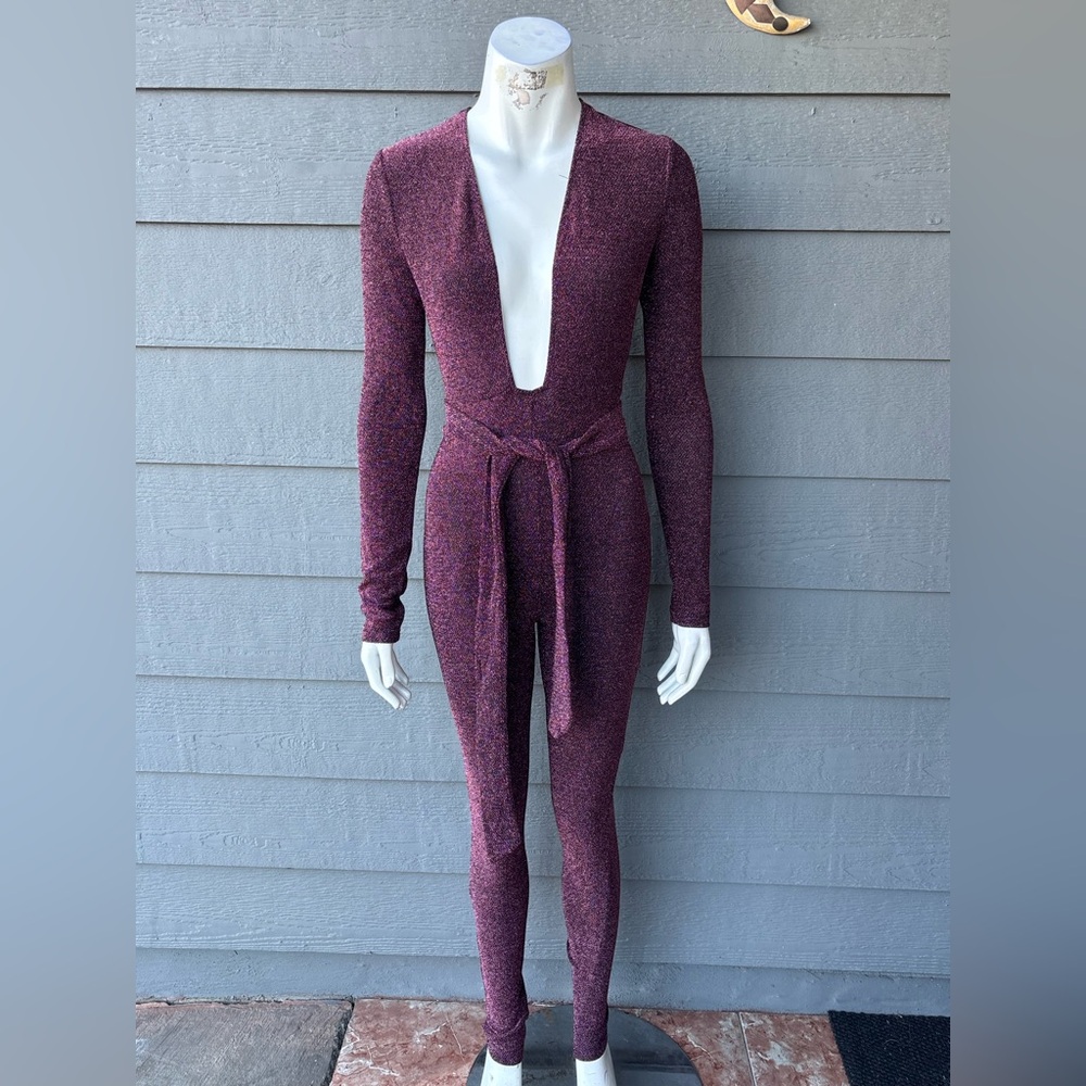 Hera Collection Deep V-Neck Purple Jumpsuit